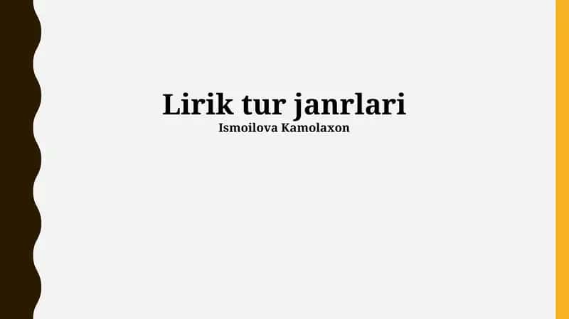Lirik tur janrlari