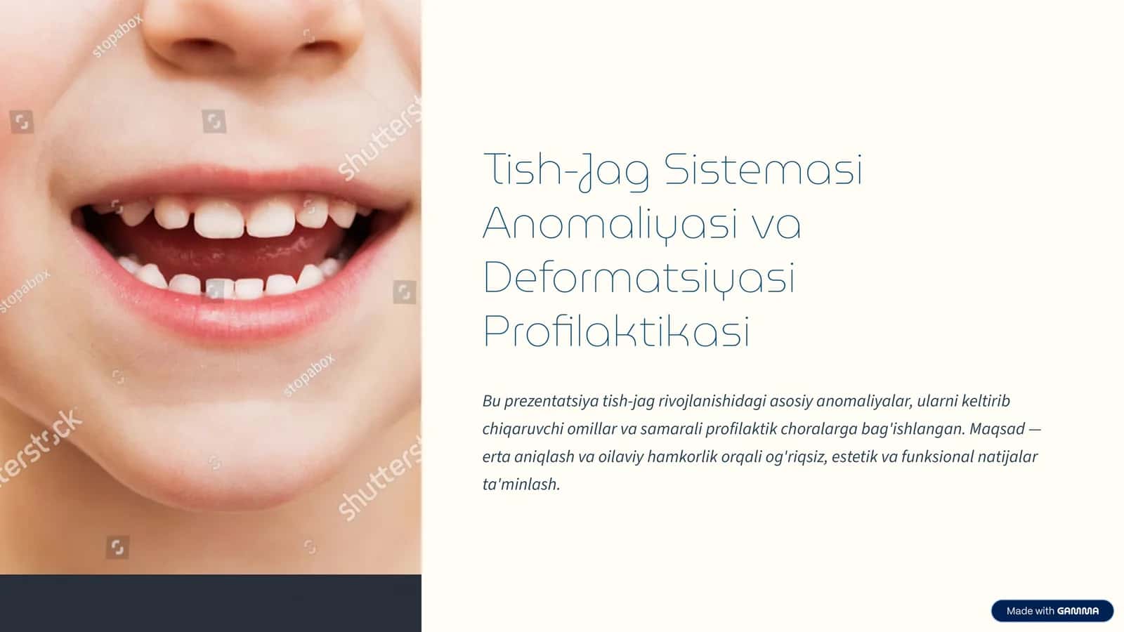 Tish-Jag Sistemasi Anomaliyasi va Deformatsiyasi Profilaktikasi