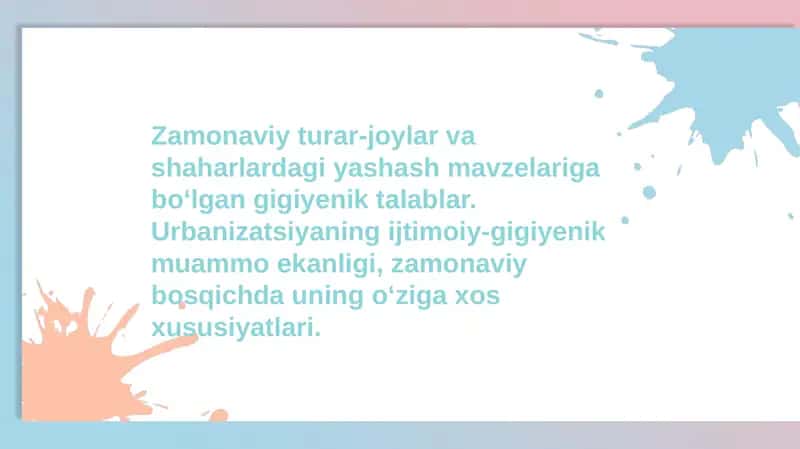 Zamonaviy Turar-Joylar va Shaharlar