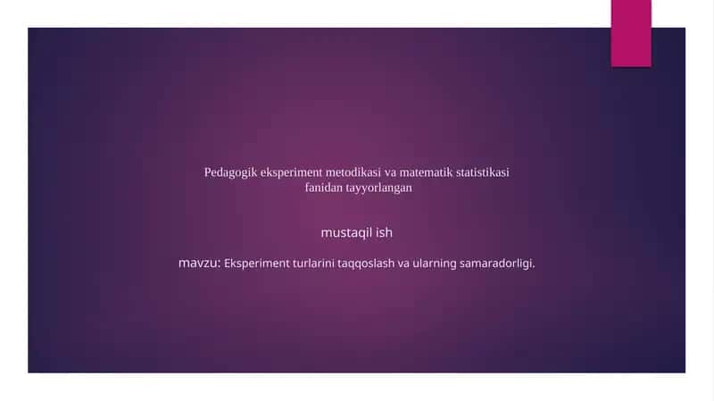 Pedagogik eksperiment metodikasi