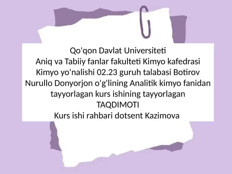 Analitik kimyo kursi