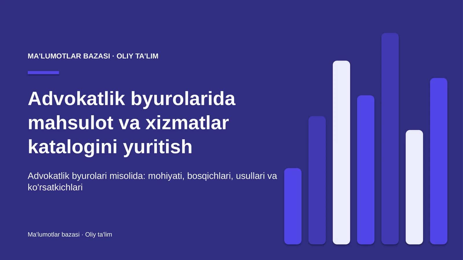 advokatlik byurolarida mahsulot va xizmatlar katalogini yuritish 8230