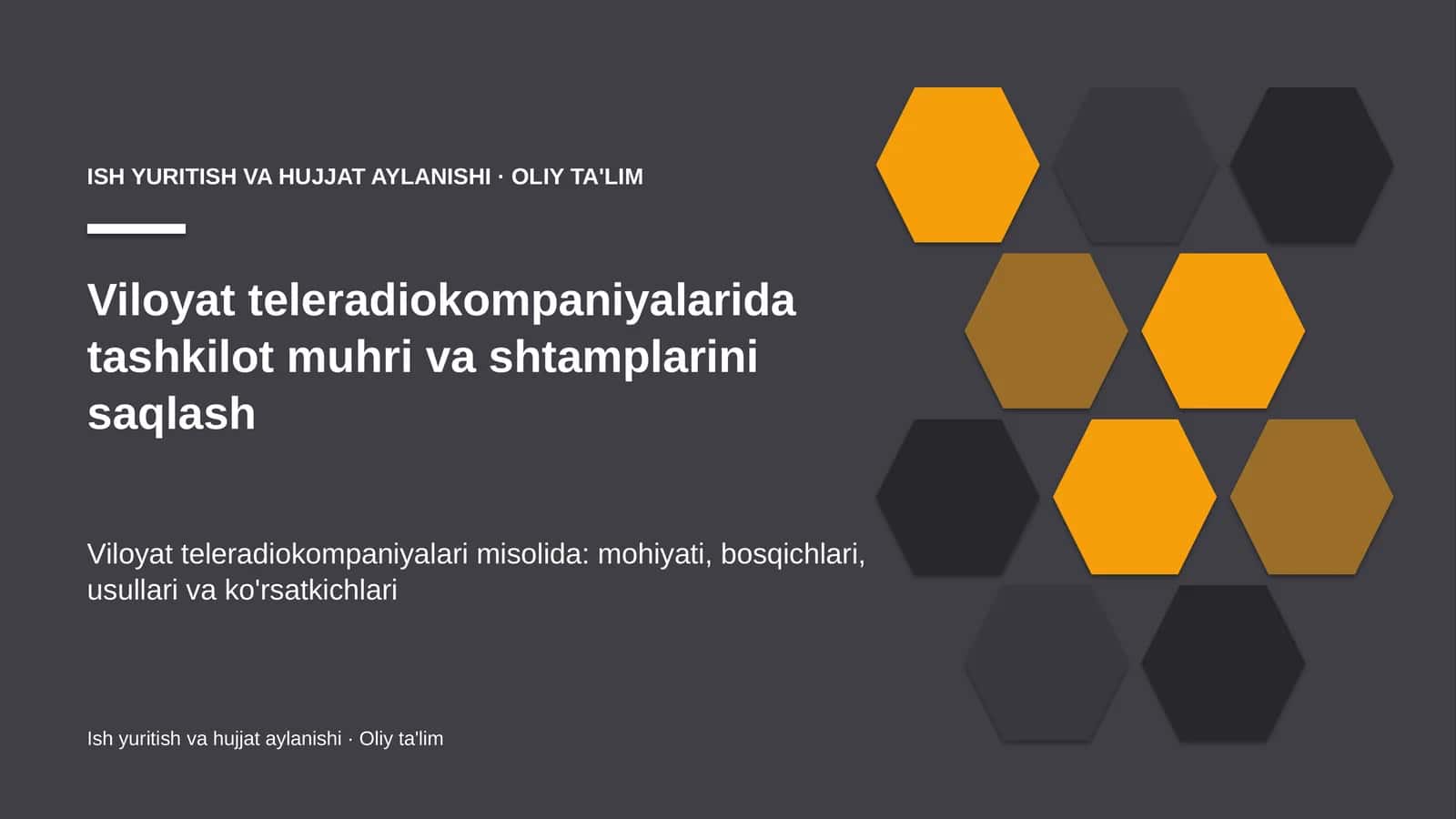 Viloyat teleradiokompaniyalarida tashkilot muhri va shtamplarini saqlash