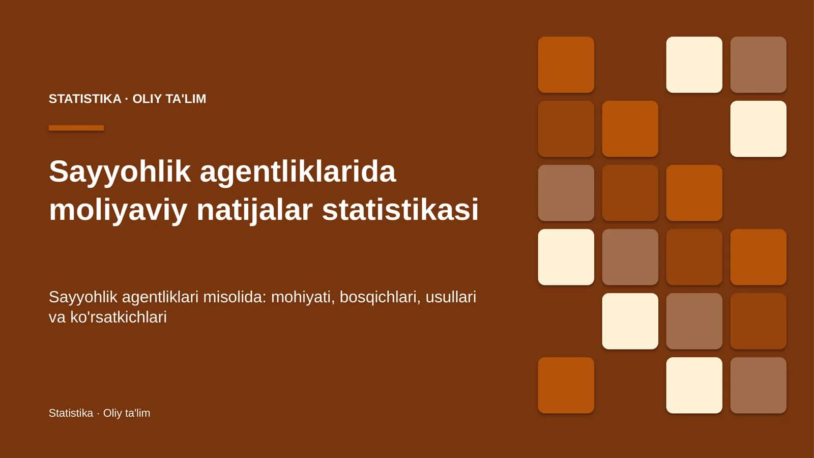 Sayyohlik agentliklarida moliyaviy natijalar statistikasi