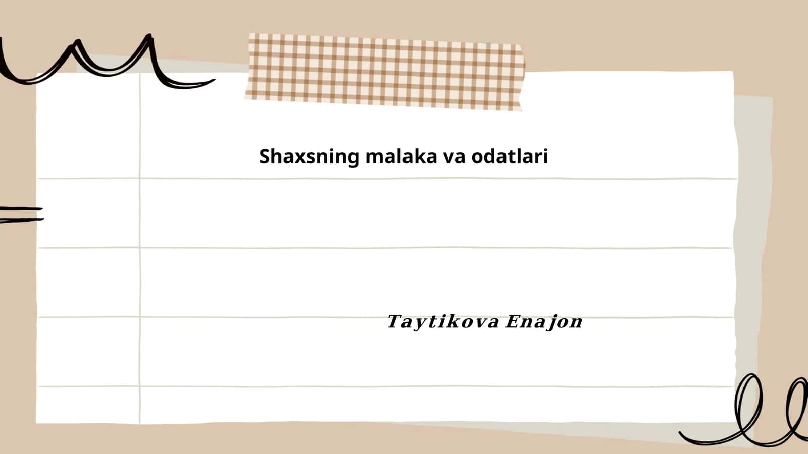 Shaxsning malaka va odatlari