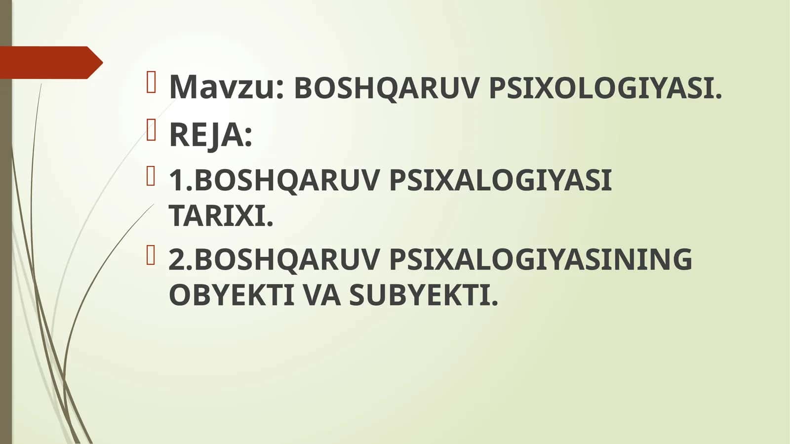BOSHQARUV PSIXOLOGIYASI