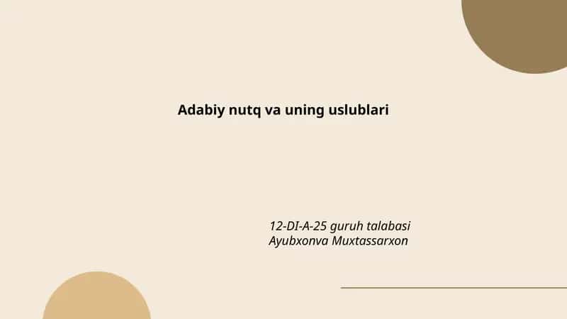 Adabiy nutq va uning uslublari