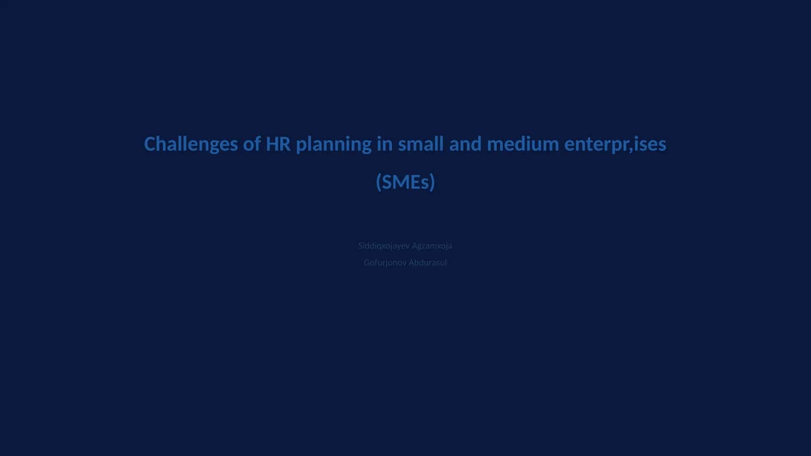 Challenges of HR planning in small and medium enterprises (SMEs)