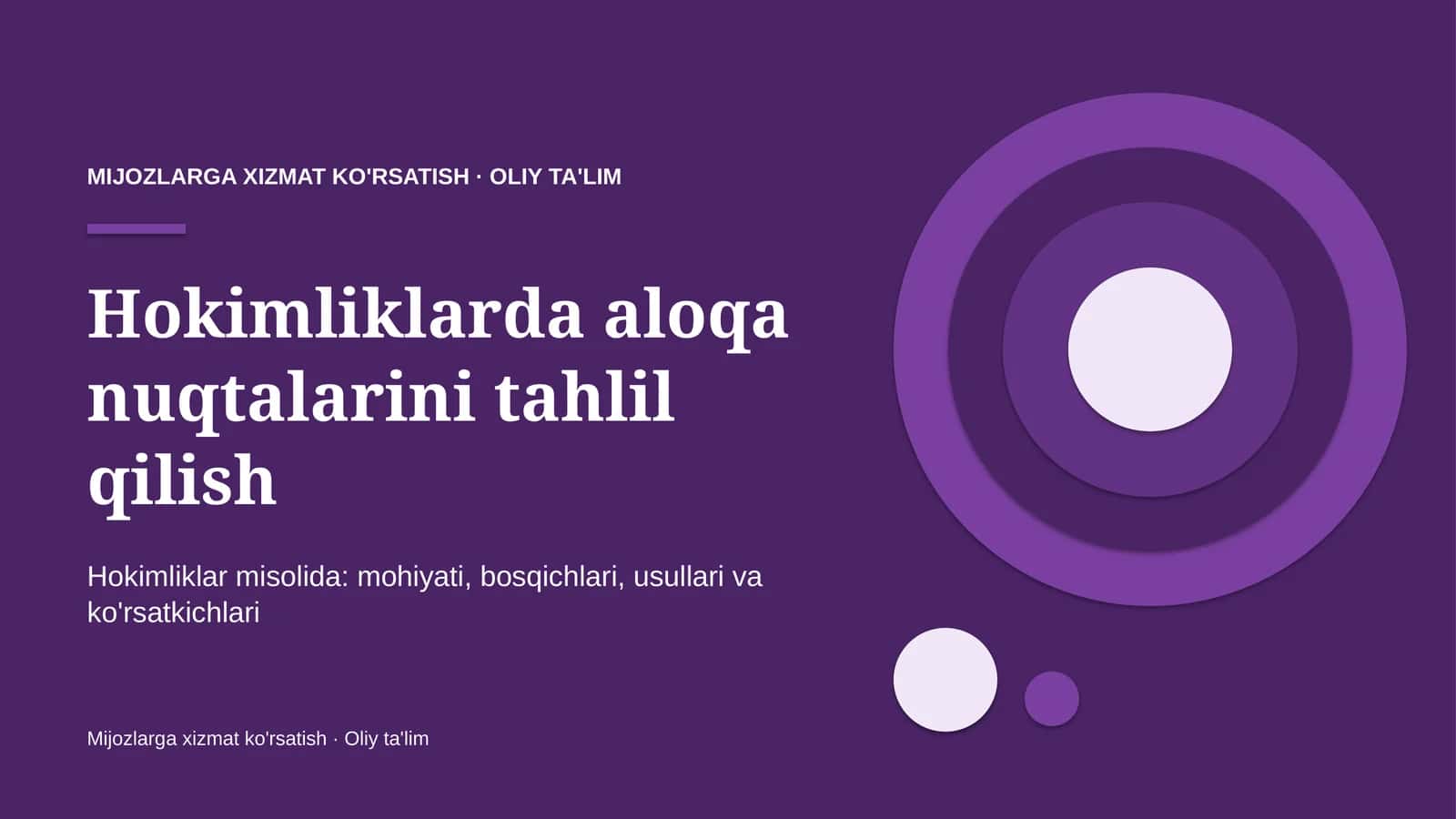 Hokimliklarda aloqa nuqtalarini tahlil qilish
