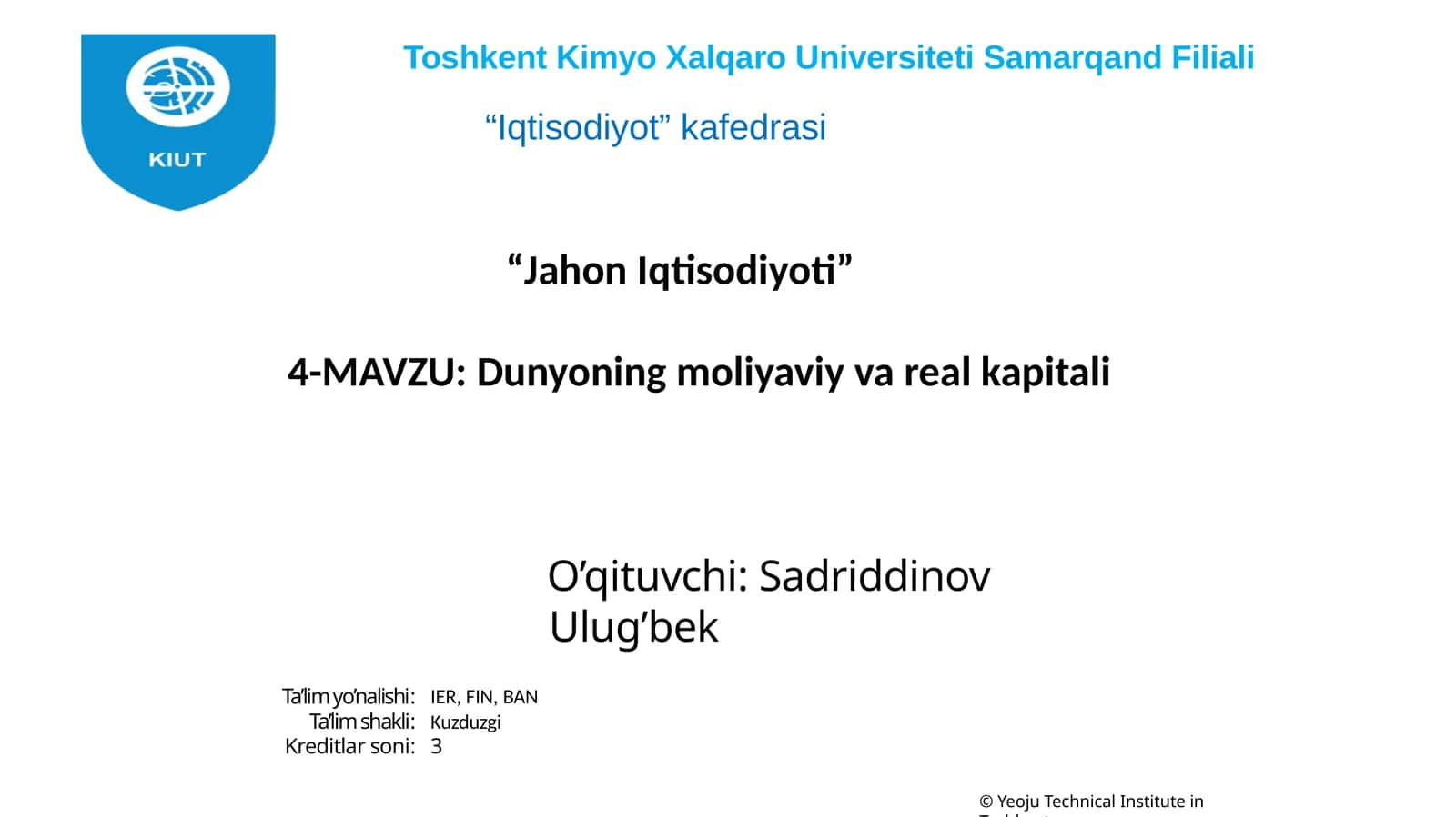 Dunyoning moliyaviy va real kapitali