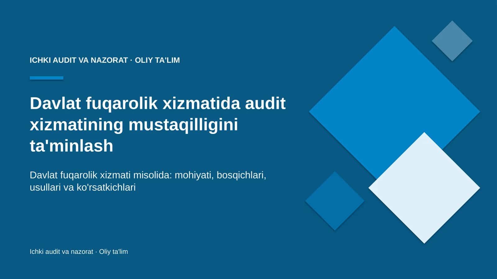 ICHKI AUDIT VA NAZORAT · OLIY TA'LIM