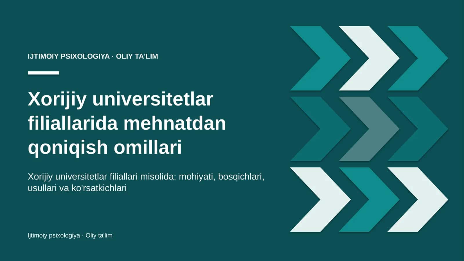 Xorijiy universitetlar filiallarida mehnatdan qoniqish omillari