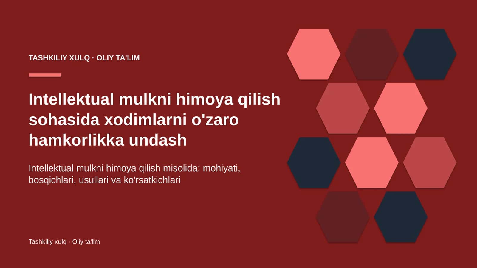 Intellektual mulkni himoya qilish sohasida xodimlarni o'zaro hamkorlikka undash