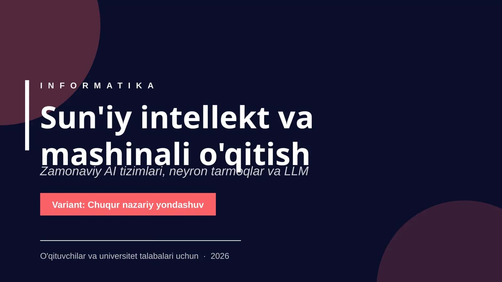 Sun'iy intellekt va mashinali o'qitish