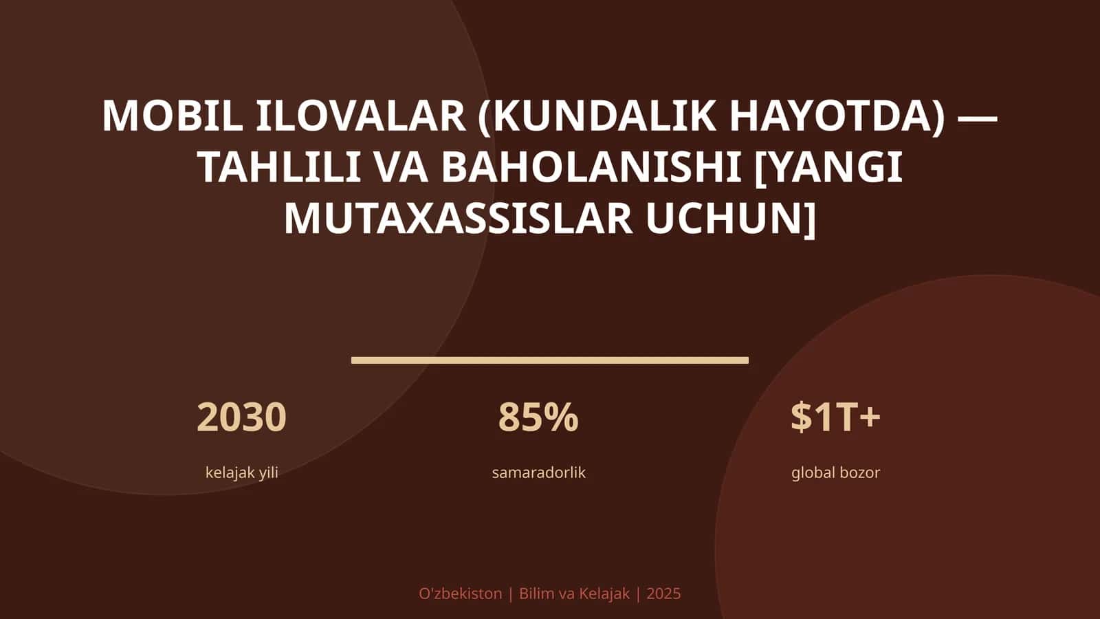 MOBIL ILOVALAR (KUNDALIK HAYOTDA) — TAHLILI VA BAHOLANISHI [YANGI MUTAXASSISLAR UCHUN]
