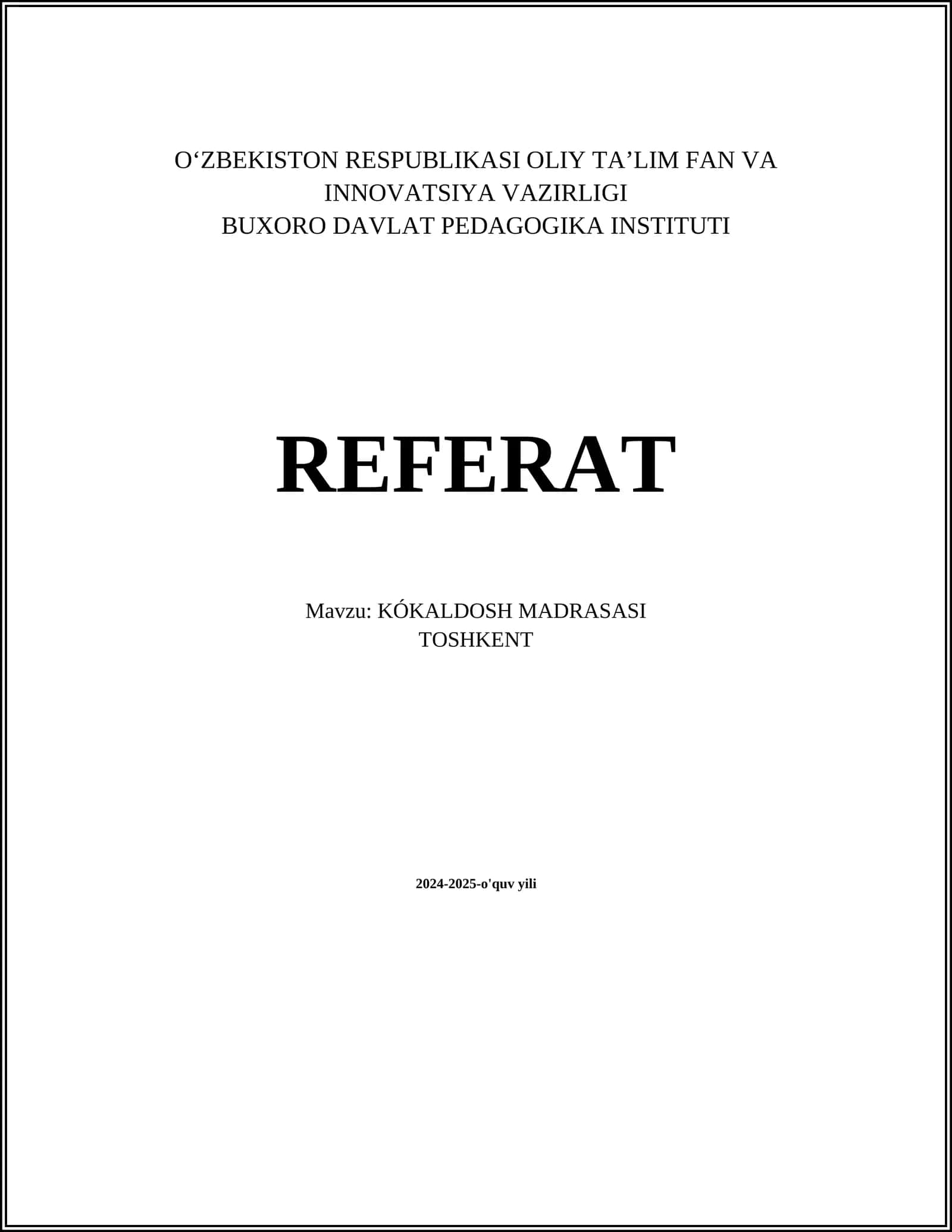 KÓKALDOSH MADRASASI