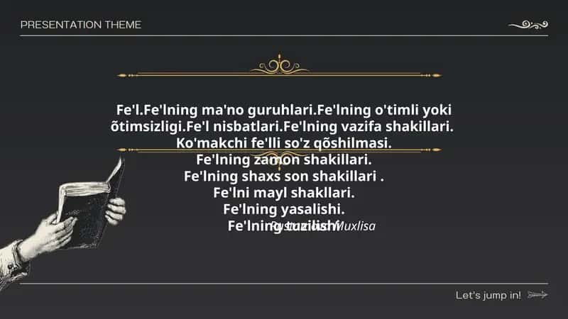 Fe'lning ma'nolari va qoidalari