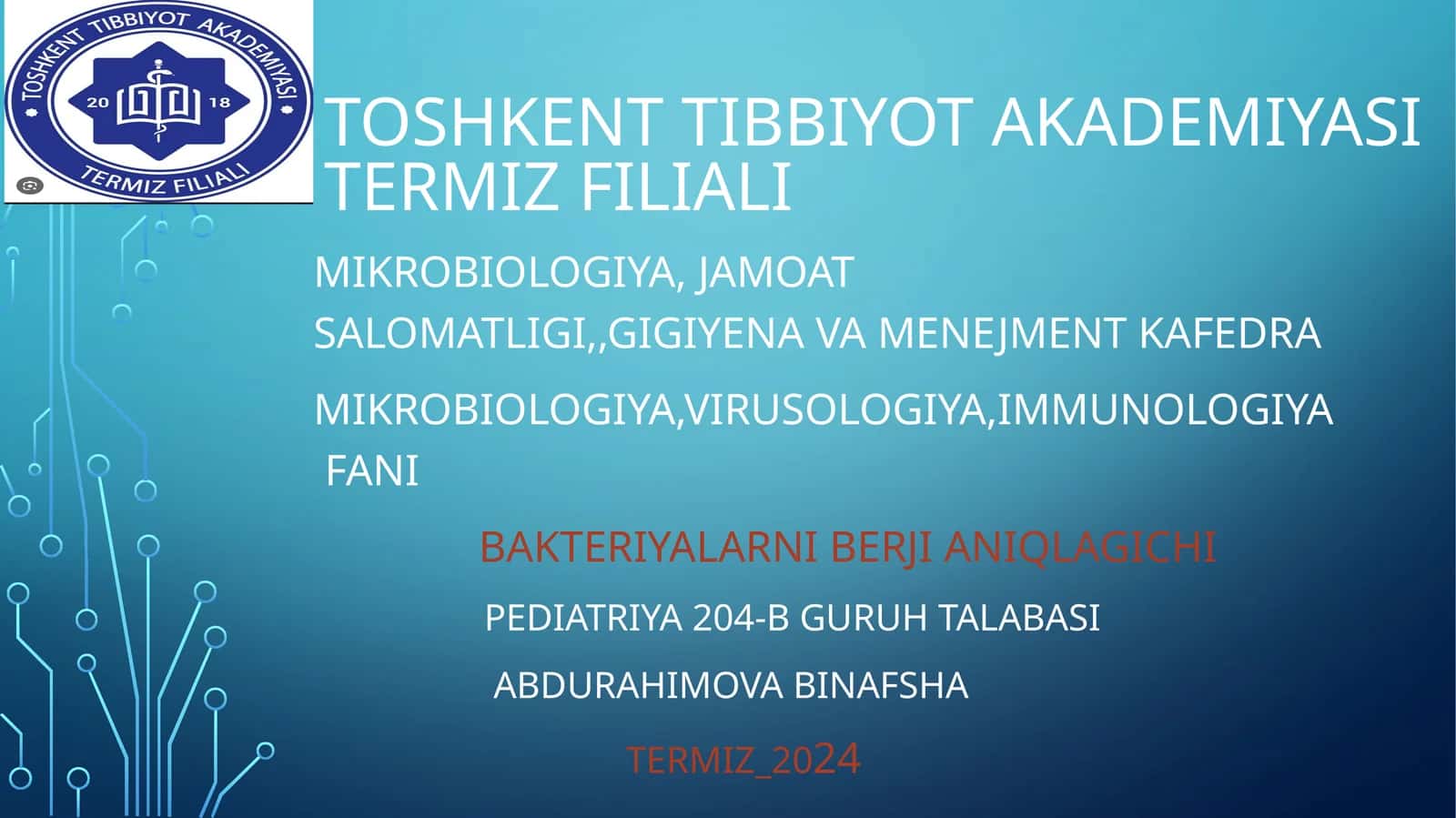 Bakteriyalarni Berji aniqlagichi