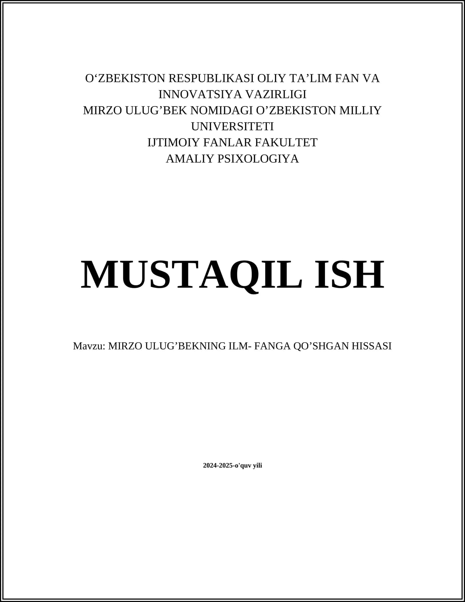 Mirzo Ulug'bekning astronomiyaga qo'shgan hissasi