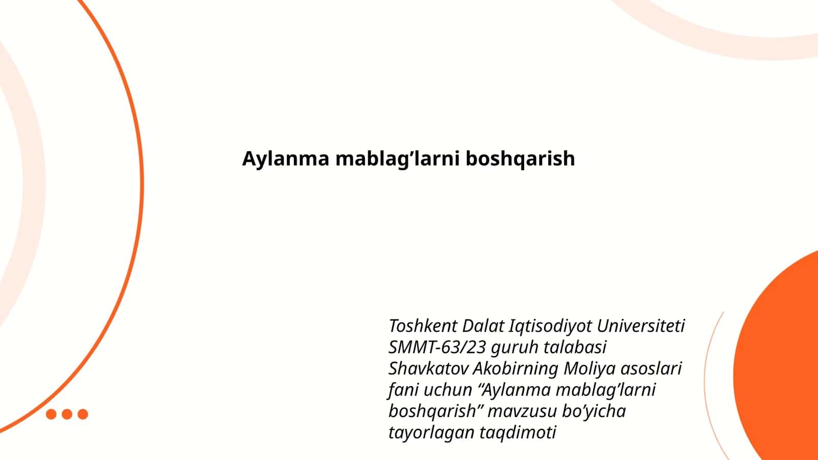 Aylanma mablag’larni boshqarish