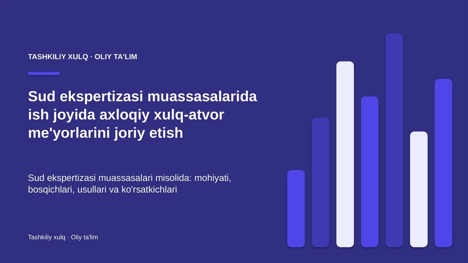 Sud ekspertizasi muassasalarida ish joyida axloqiy xulq-atvor me'yorlarini joriy etish