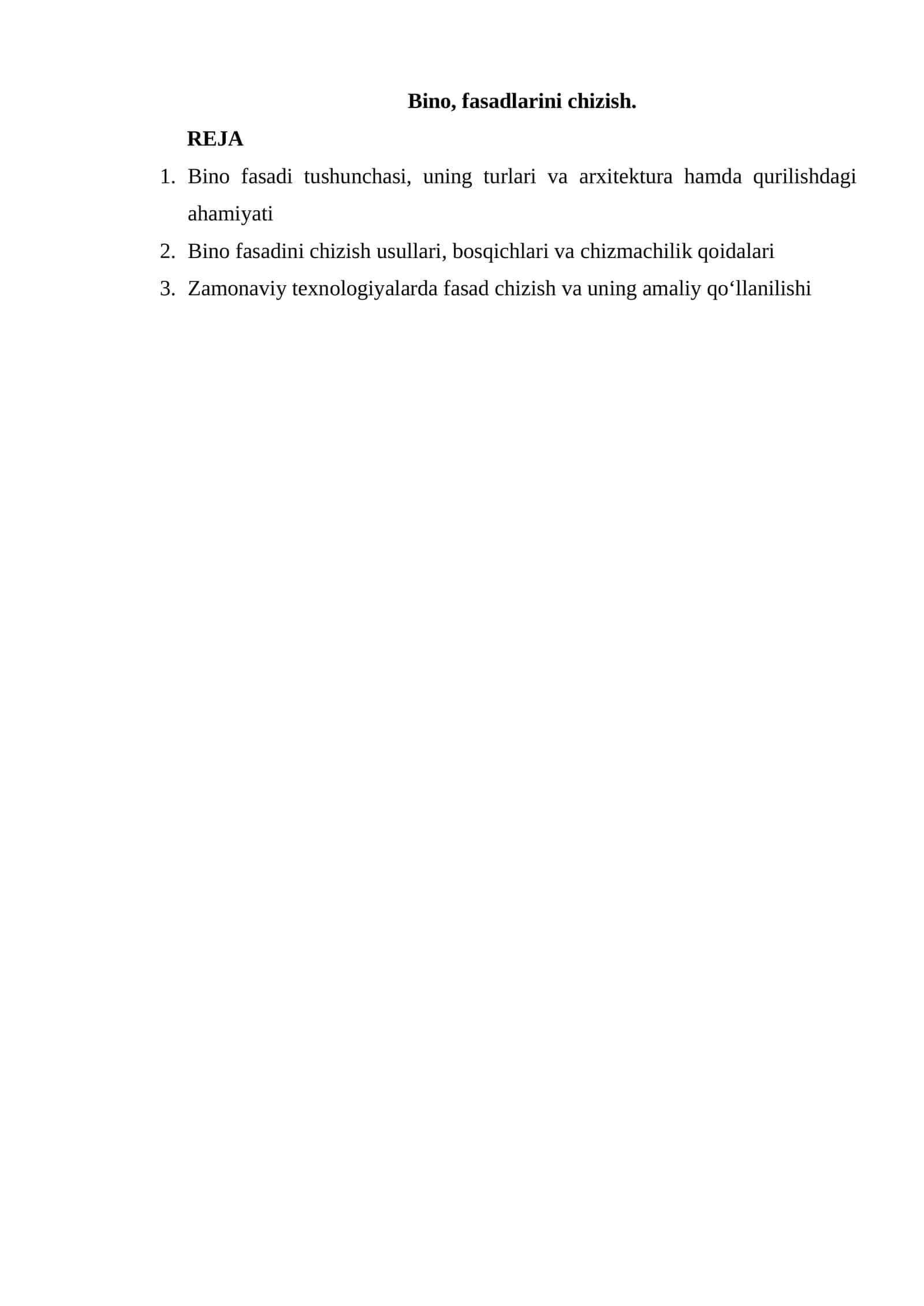 Bino, fasadlarini chizish