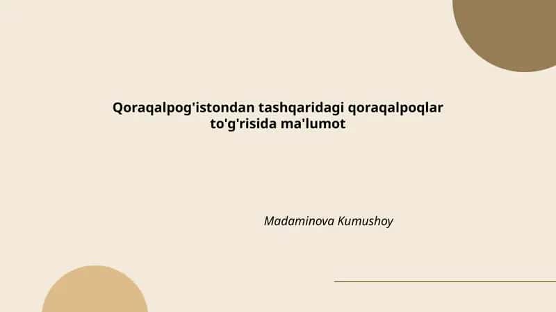 Qoraqalpog'istondan tashqaridagi qoraqalpoqlar to'g'risida ma'lumot