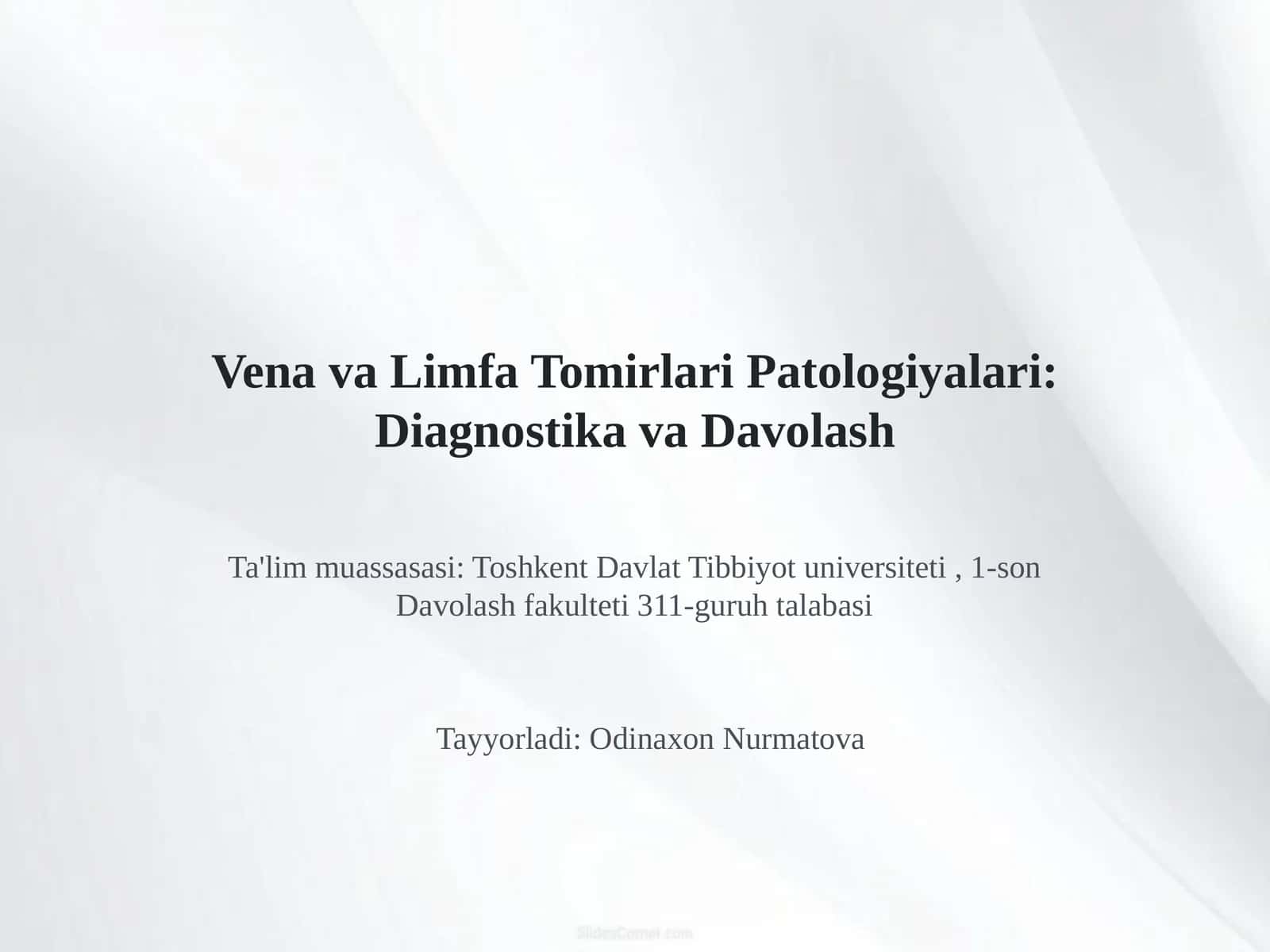 Vena va Limfa Tomirlari Patologiyalari: Diagnostika va Davolash