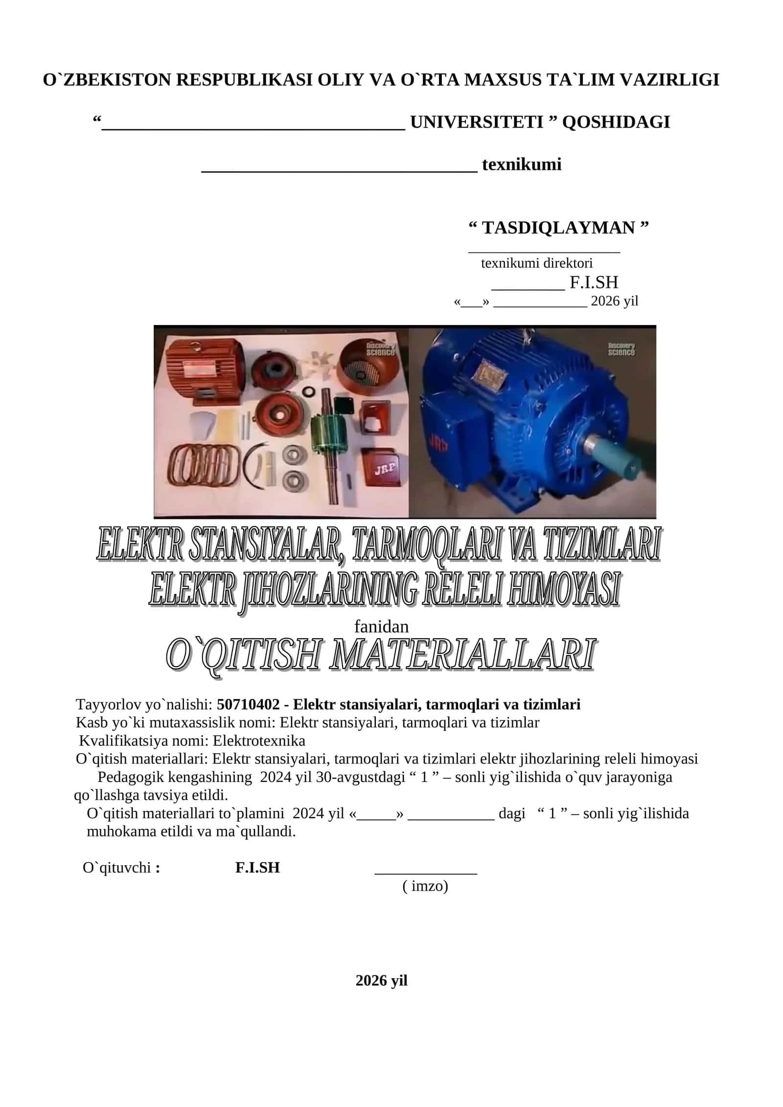 Elektr stansiyalari, tarmoqlari va tizimlari