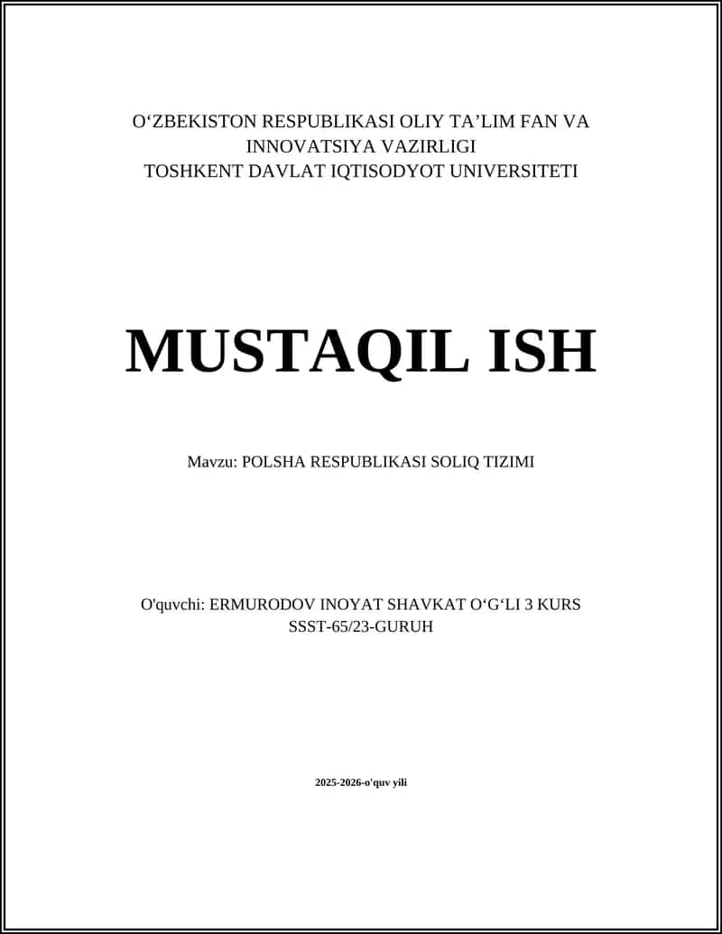 POLSHA RESPUBLIKASI SOLIQ TIZIMI