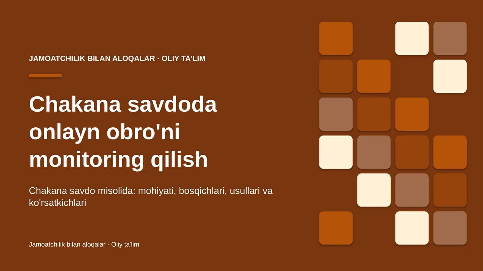 Chakana savdoda onlayn obro'ni monitoring qilish