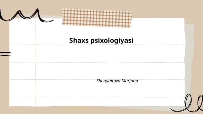 Shaxs psixologiyasi