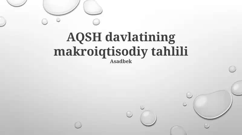 AQSH davlatining makroiqtisodiy tahlili