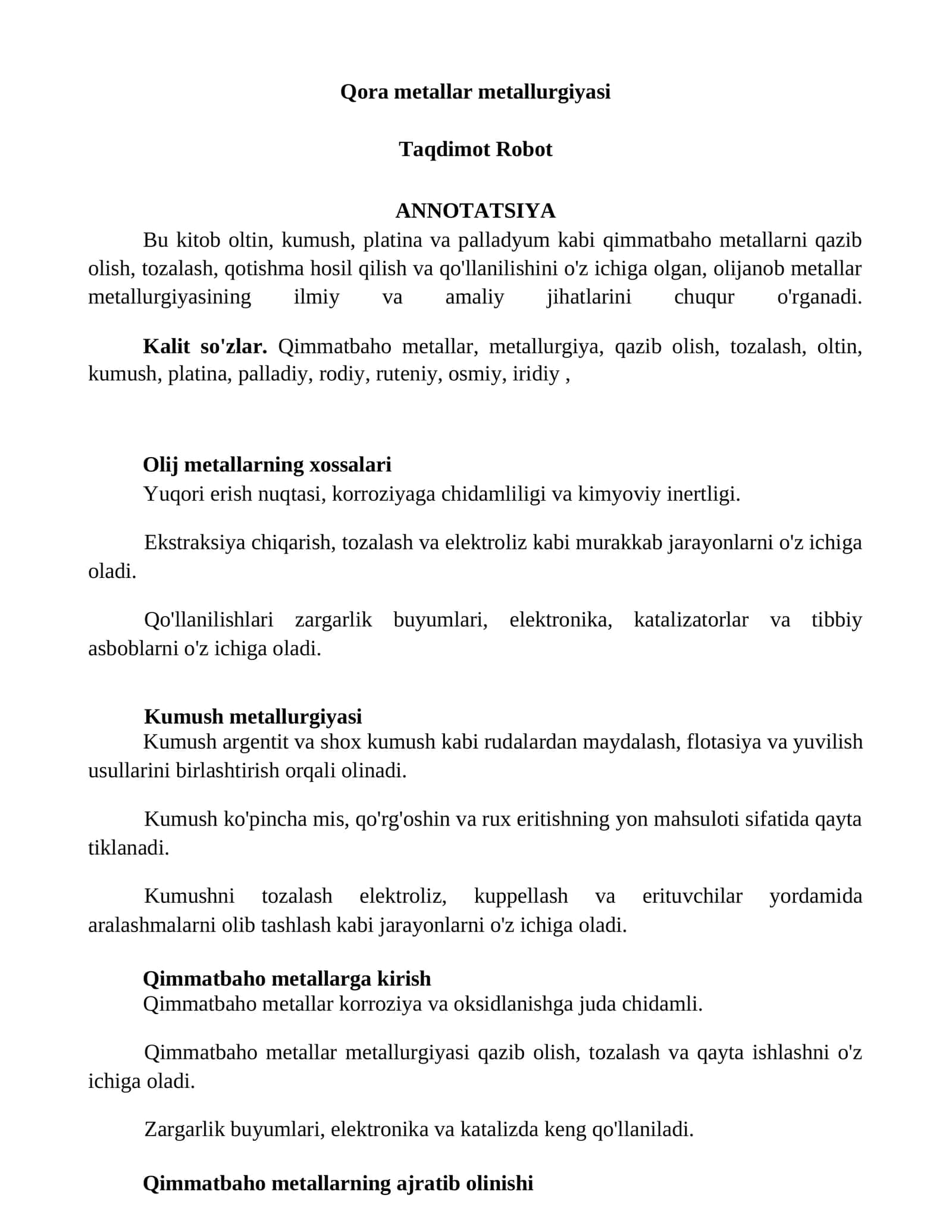 Qora metallar metallurgiyasi