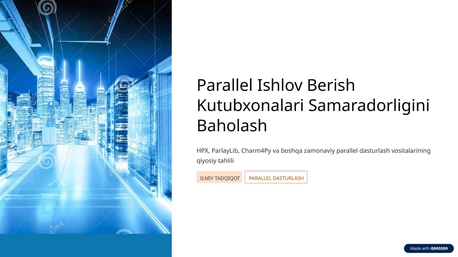 Parallel Ishlov Berish Kutubxonalari Samaradorligini Baholash