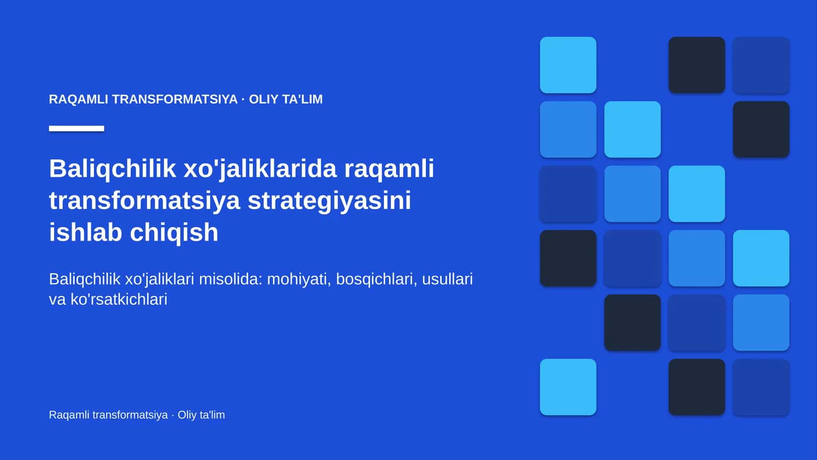 Baliqchilik xo'jaliklarida raqamli transformatsiya strategiyasini ishlab chiqish