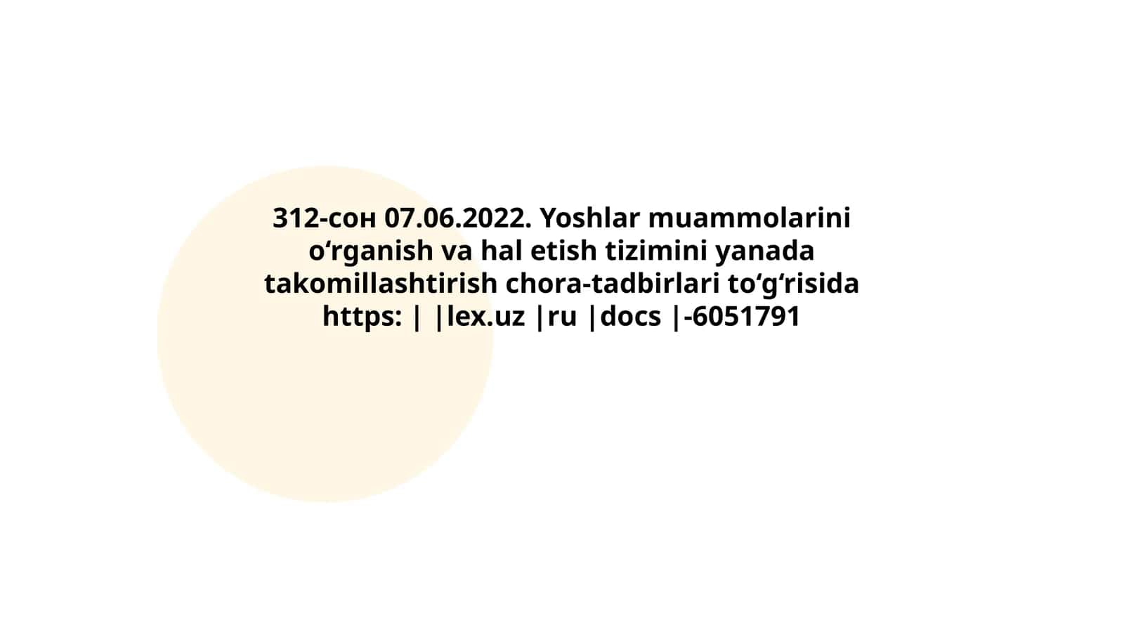 Yoshlar muammolarini o‘rganish va hal etish tizimini yanada takomillashtirish chora-tadbirlari