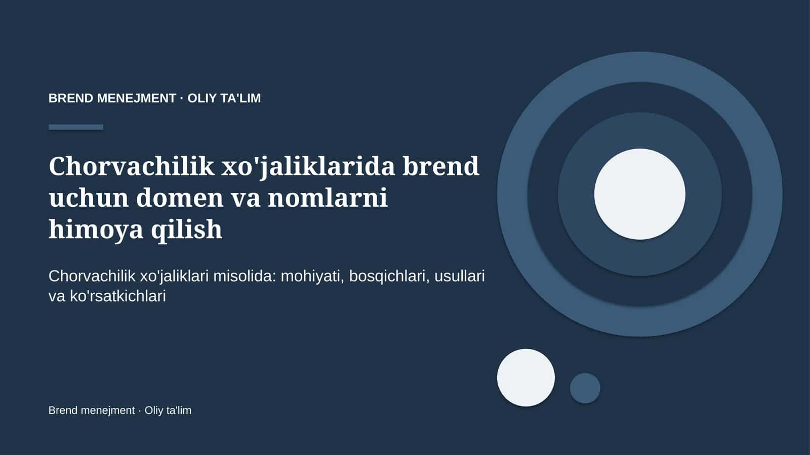 Chorvachilik xo'jaliklarida brend uchun domen va nomlarni himoya qilish