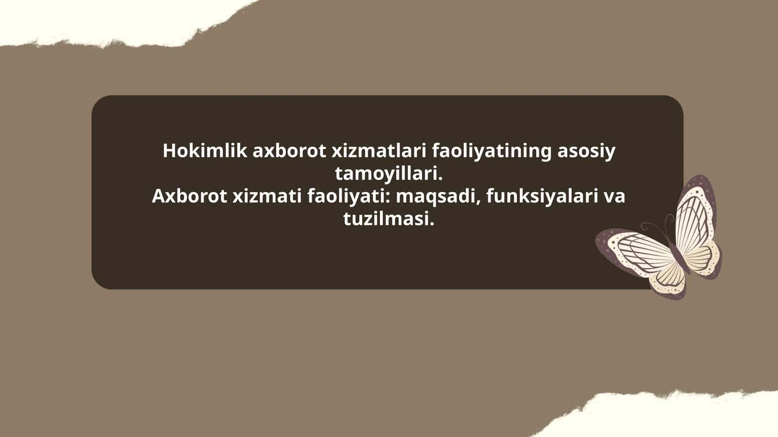 Hokimlik axborot xizmatlari faoliyatining asosiy tamoyillari. Axborot xizmati faoliyati: maqsadi, funksiyalari va tuzilmasi