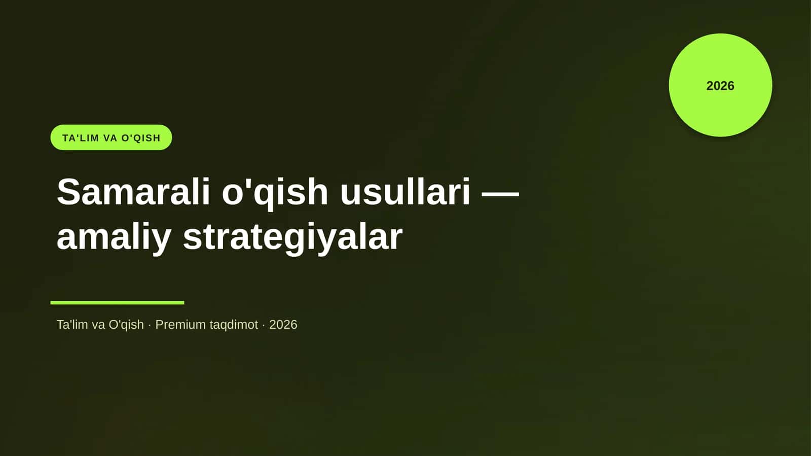 Samarali o'qish usullari — amaliy strategiyalar