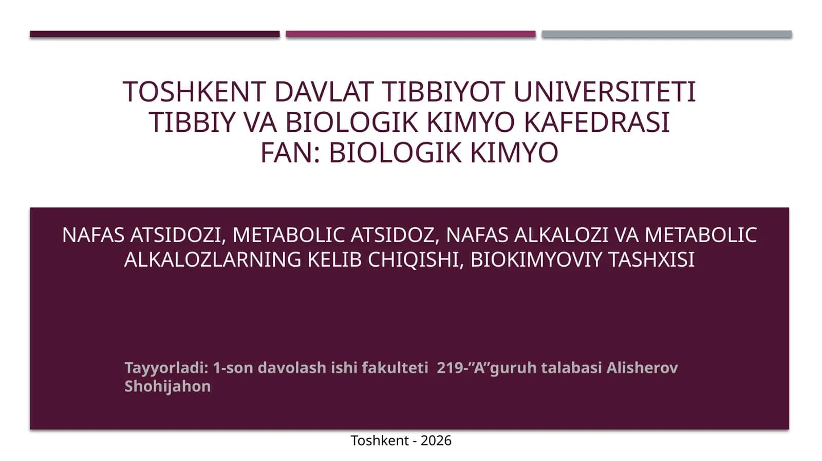 NAFAS ATSIDOZI, METABOLIC ATSIDOZ, NAFAS ALKALOZI VA METABOLIC ALKALOZLARNING KELIB CHIQISHI, BIOKIMYOVIY TASHXISI