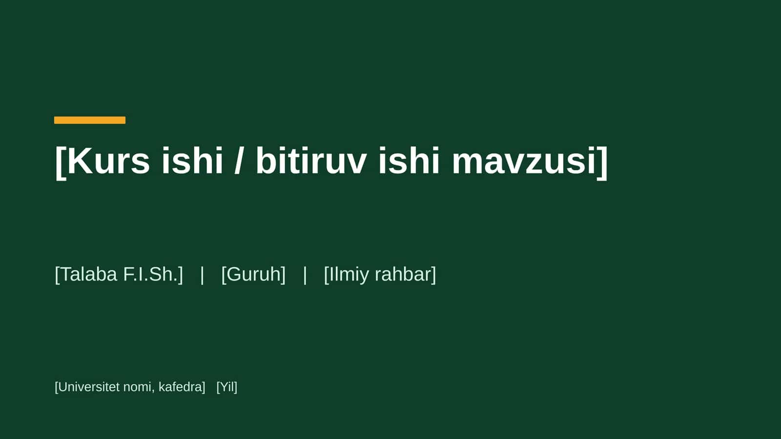Kurs ishi / bitiruv ishi mavzusi