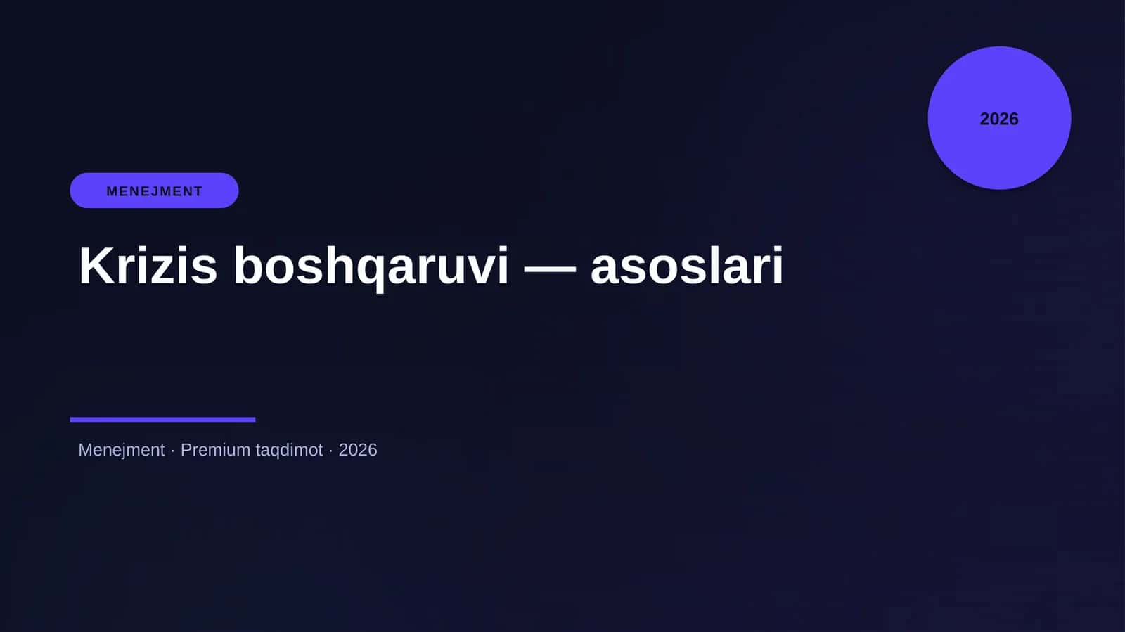 Krizis boshqaruvi — asoslari
