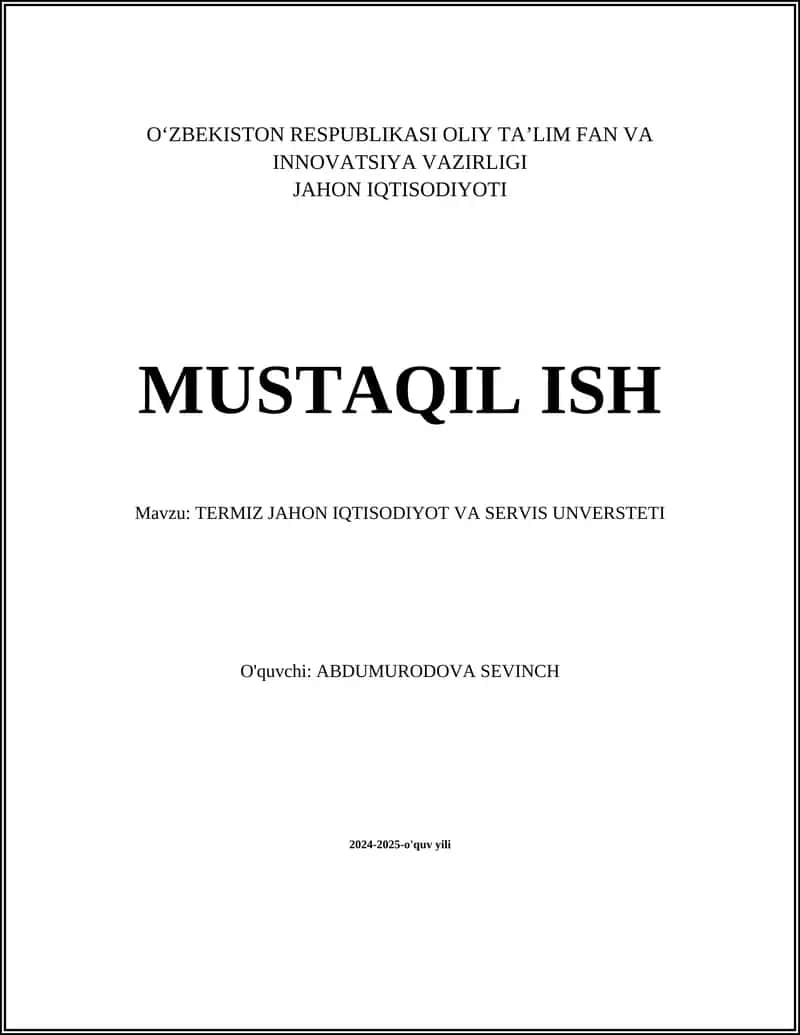 Termiz Jahon Iqtisodiyot va Servis Universiteti