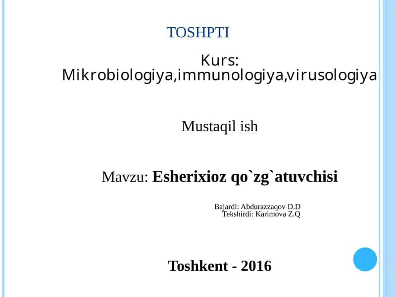 Esherixioz qo`zg`atuvchisi
