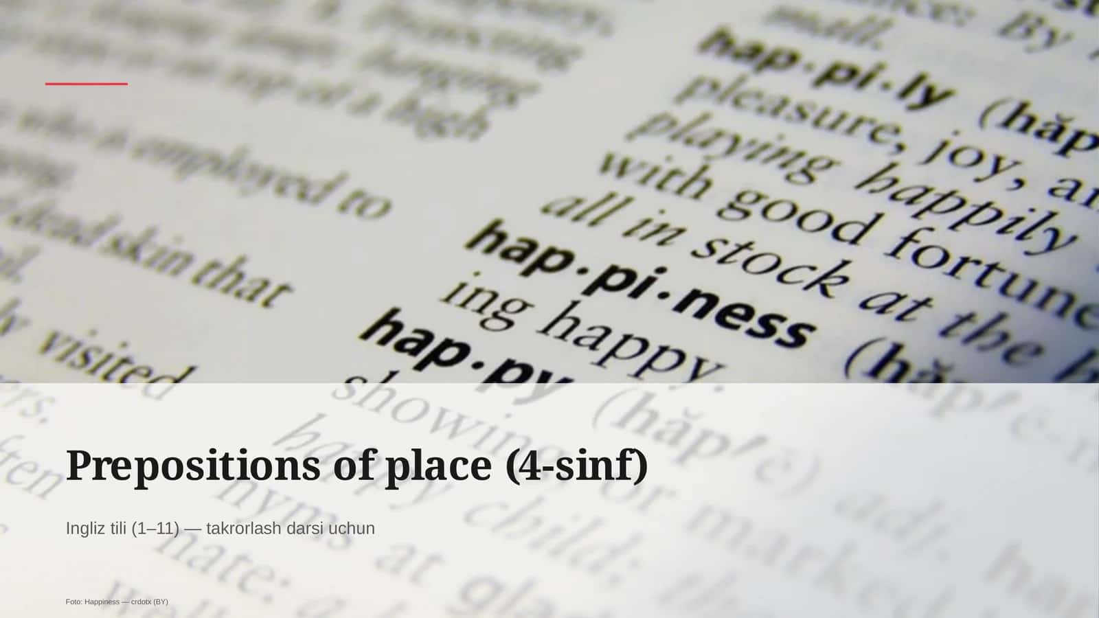 Prepositions of place (4-sinf)