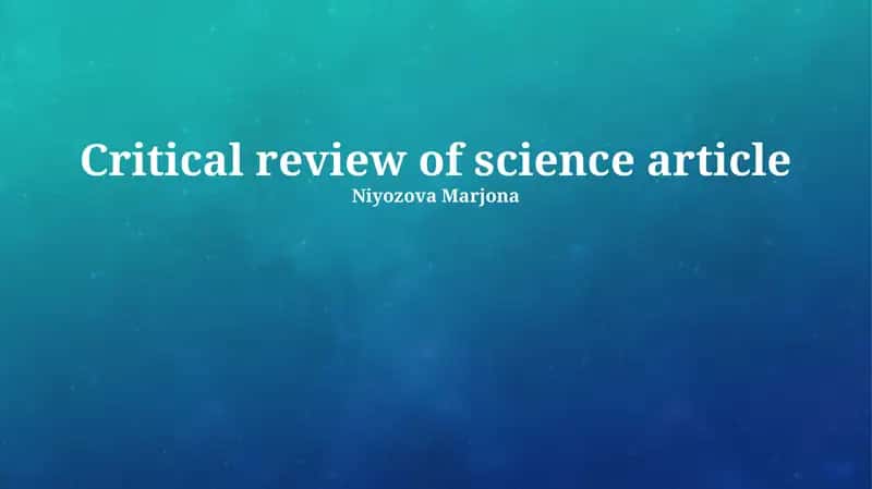 Critical review of science article