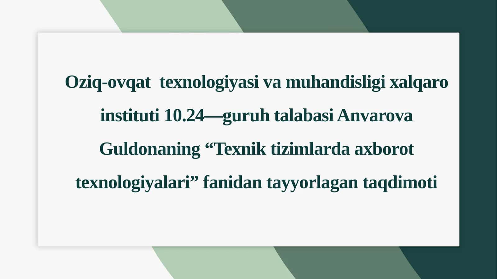 Texnik tizimlarda axborot texnologiyalari