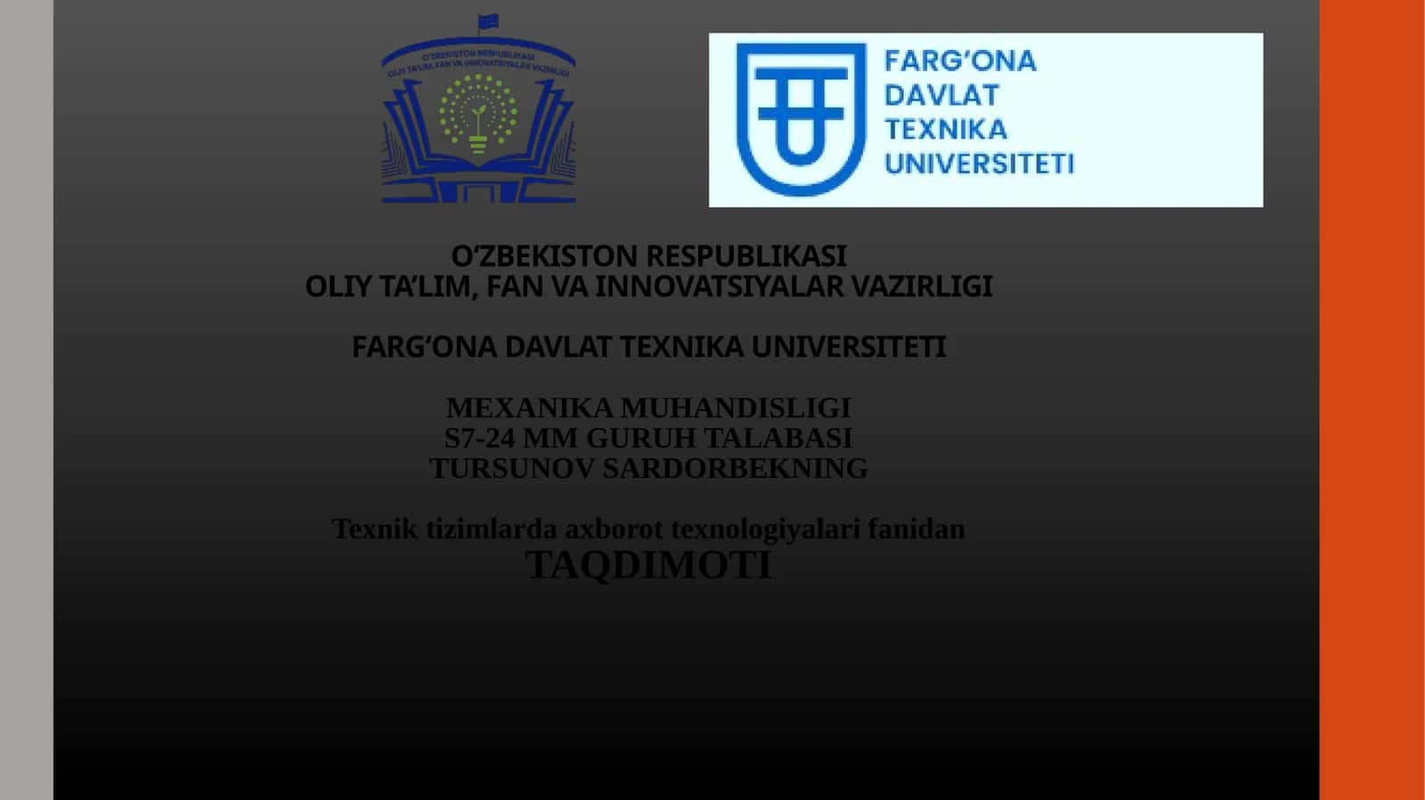 Texnik tizimlarda axborot texnologiyalari