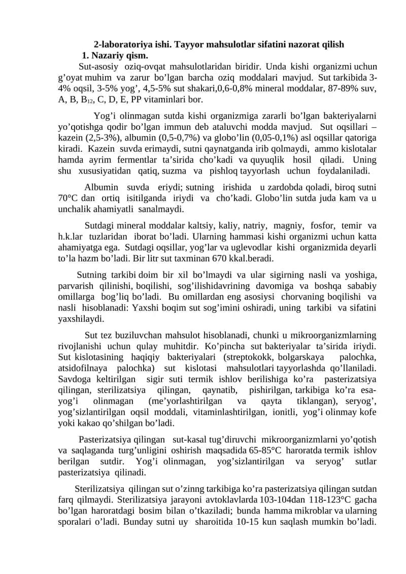 Sut va uning xususiyatlari